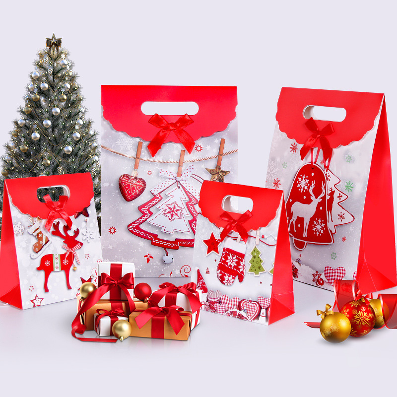 10pcs Christmas Gifts Boxes Candy Box Foldable Wrapping Paper Bags Event Xmas Party Supplies
