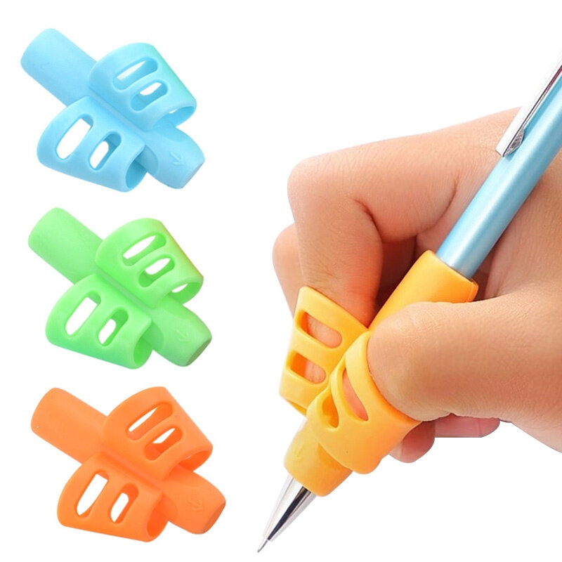 3Pcs Children Writing Pencil Pan Holder Kids Learning Practise Silicone Pen Aid Grip Posture Correction Device for Students
