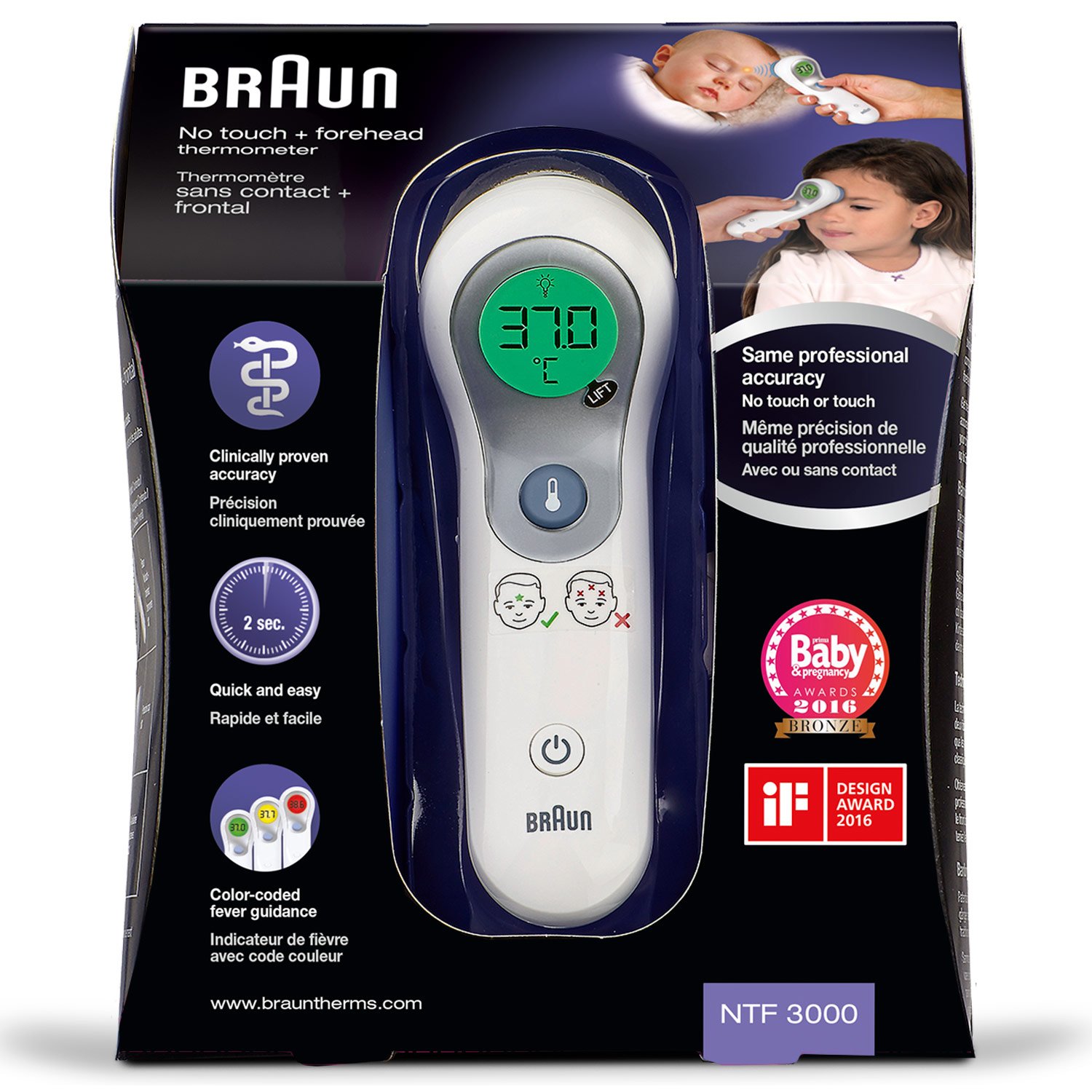 (RECEIVE IN 3 DAYS) Braun Thermoscan® NTF3000 No Touch Forehead 2 in 1 Thermometer