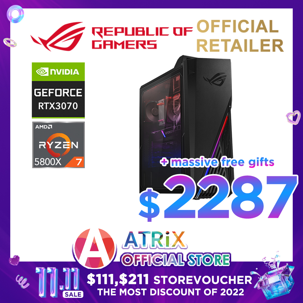 【ROG 11% OFF】ROG Strix GA15 G15DK-RTX3070W | AMD Ryzen™ 7 5800X Processor | 32GB DDR4 RAM | NVIDIA® GeForce® RTX3070 | 512GB SSD + 2TB HDD | Bundled with Wired Keyboard and Mouse | 3Y ASUS Onsite Warr