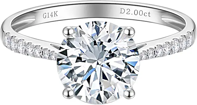 Side Stones 1 to 2 Carat IGI Certified LAB Grown Diamond Engagement Rings in 14K White Gold, D-F Color
